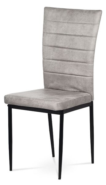 Jídelní židle, lanýžová látka imitace broušené kůže, kov černý mat AC-9910 LAN3