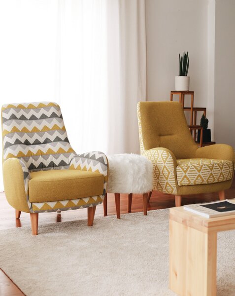 Hanah Home Křeslo Zikzak žluté/vícebarevné