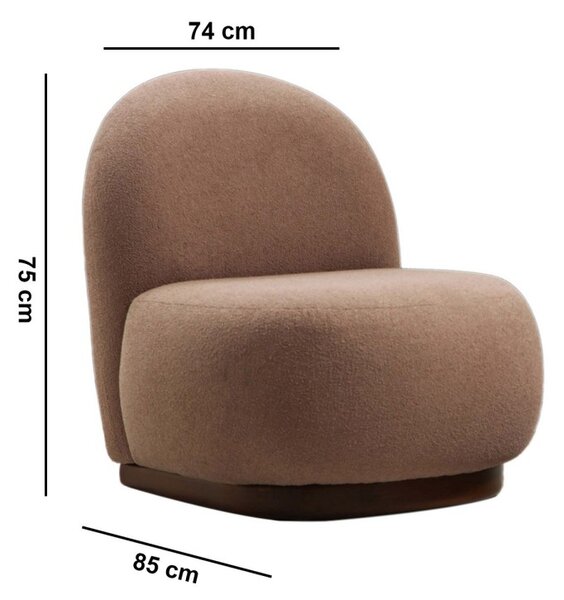 Hanah Home Křeslo Tina bouclé cappuccino/ořech