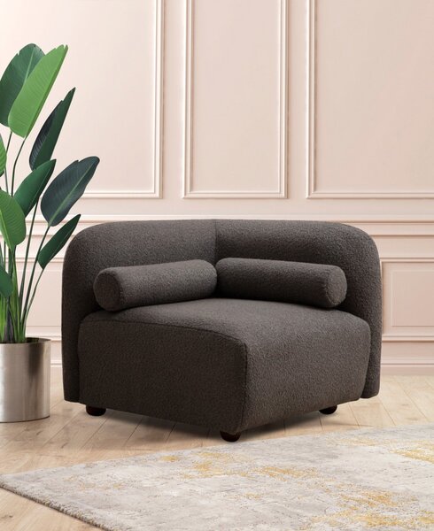 Hanah Home Rohové křeslo Viktoria bouclé tmavě šedé
