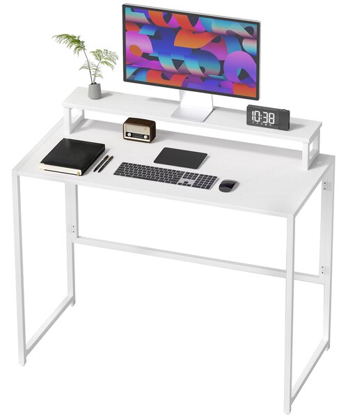 HOMCOM skládací psací stůl s podstavcem na monitor, ocelový rám, 100 x 48 x 87,5 cm, bílý | Aosom