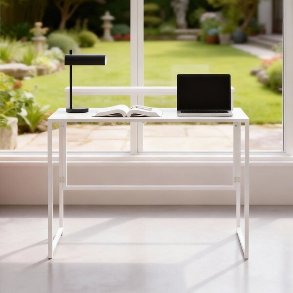 HOMCOM skládací psací stůl s podstavcem na monitor, ocelový rám, 100 x 48 x 87,5 cm, bílý | Aosom