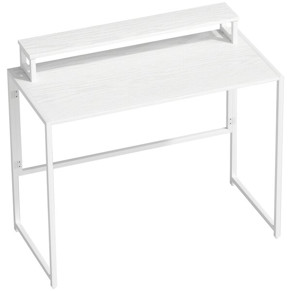 HOMCOM skládací psací stůl s podstavcem na monitor, ocelový rám, 100 x 48 x 87,5 cm, bílý | Aosom