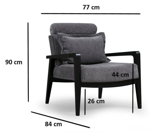 Hanah Home Křeslo Apollo z masivu šedé/černé