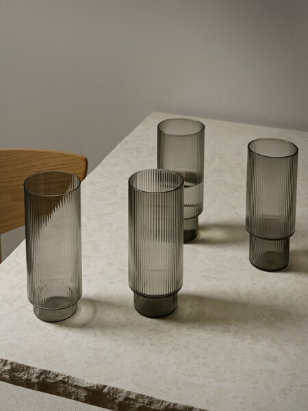 Skleničky Ripple Long Drink - 4 kusy "Smoked Grey" ferm LIVING