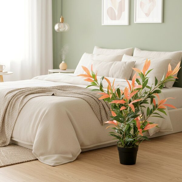 HOMCOM umělá photinia 90 cm, 300 realistických listů, tvarovatelné větve — dekorace do obýváku, ložnice, kanceláře | Aosom