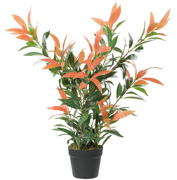 HOMCOM umělá photinia 90 cm, 300 realistických listů, tvarovatelné větve — dekorace do obýváku, ložnice, kanceláře | Aosom