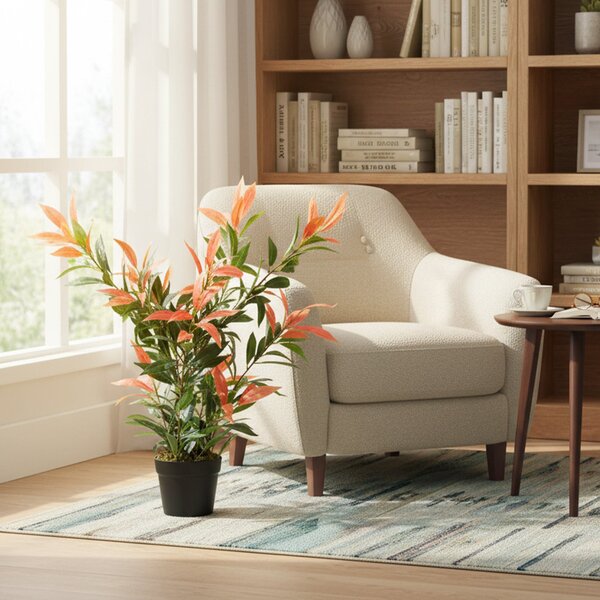 HOMCOM umělá photinia 90 cm, 300 realistických listů, tvarovatelné větve — dekorace do obýváku, ložnice, kanceláře | Aosom