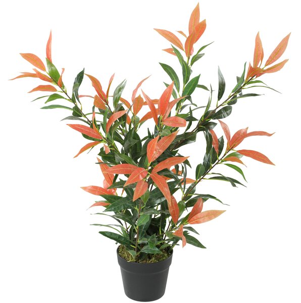 HOMCOM umělá photinia 90 cm, 300 realistických listů, tvarovatelné větve — dekorace do obýváku, ložnice, kanceláře | Aosom