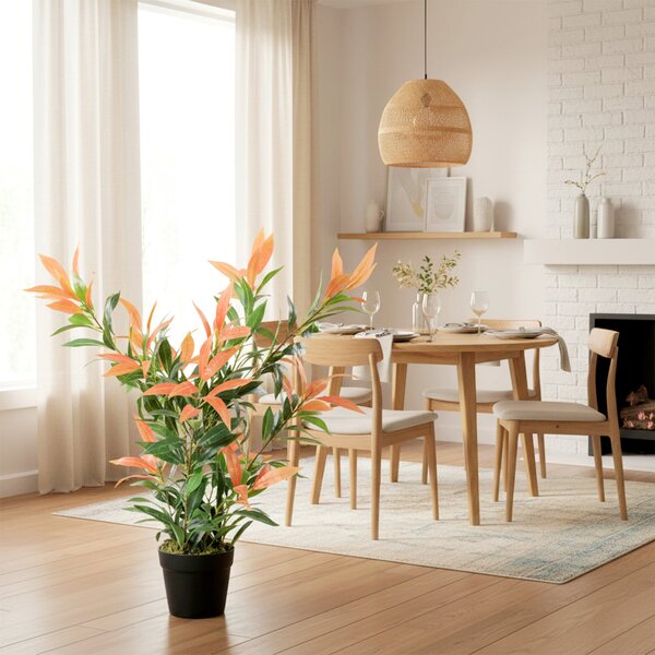 HOMCOM umělá photinia 90 cm, 300 realistických listů, tvarovatelné větve — dekorace do obýváku, ložnice, kanceláře | Aosom