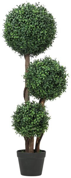 HOMCOM buxusový topiary 100 cm – trojkoulová umělá rostlina s dřevěným kmínkem v květináči, realistická dekorace do obýváku, ložnice, kanceláře i zahr