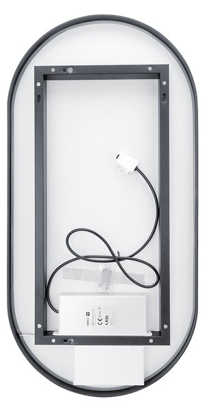 Nimco černé zrcadlo do koupelny 40 x 80, osvětlení, stmívač ZPC 32002LVX-90