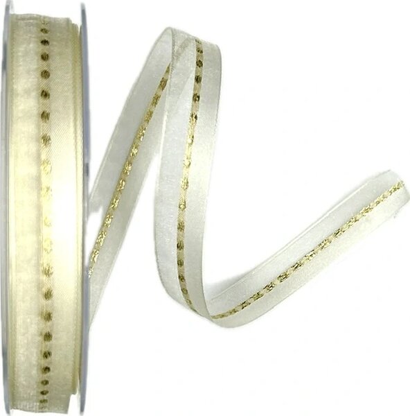 Vánoční stuha GALAXY CREAM krémová 15mm x 20m (8,-Kč/m)