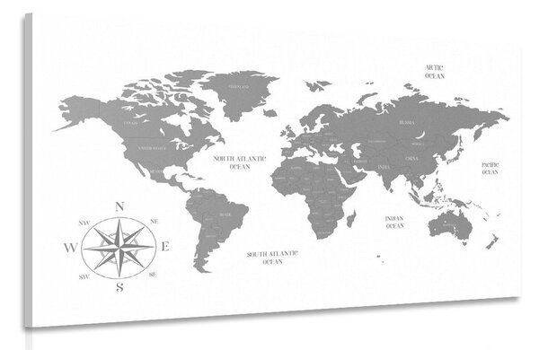 Obraz decentní mapa v šedém provedení - 60x40