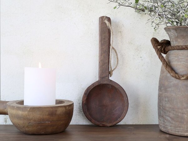 Hnědá dřevěná retro dekorační lžíce Grimaud - 30*15*3 cm - Chic Antique