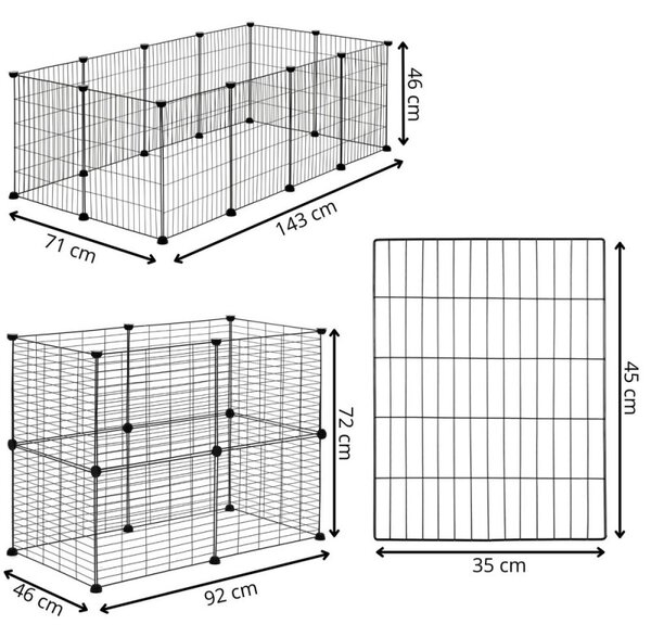 Skládací ohrádka pro domácí zvířata 143x71x46cm SPRINGOS PA1086 černá