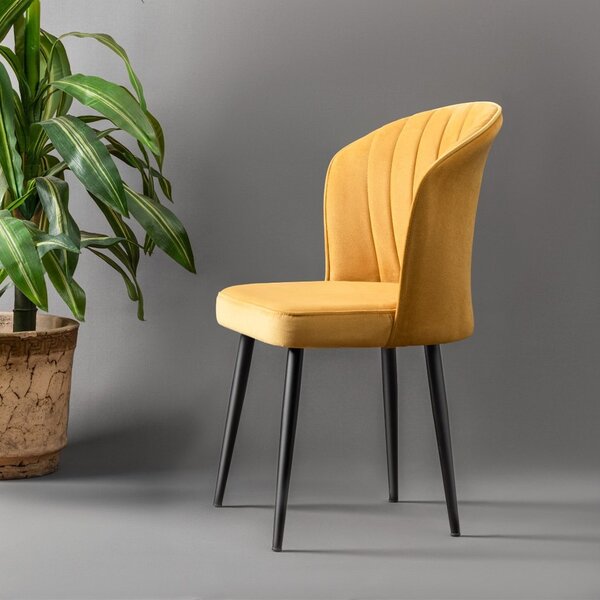 Kalune Design Sada 2 ks jídelních židlí Rubi černá/žlutá