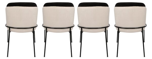 Kalune Design Sada 4 ks jídelních židlí Dore samet černá/krémová