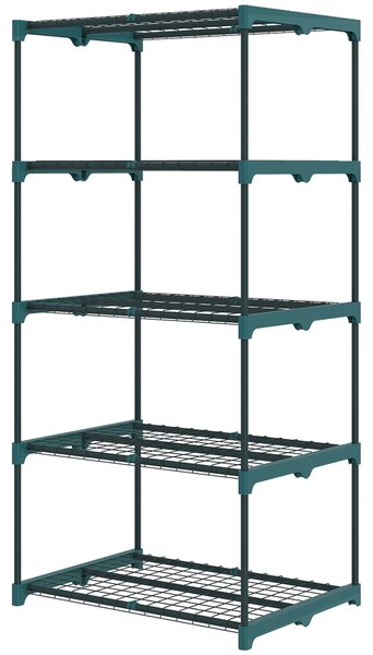 Outsunny stojan na rostliny se 5 policemi – do interiéru i exteriéru, tmavě zelený, 67 × 49 × 138 cm | Aosom