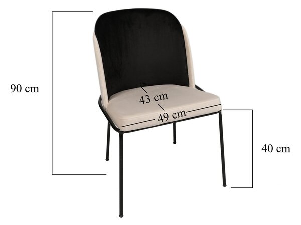 Kalune Design Sada 4 ks jídelních židlí Dore samet černá/krémová