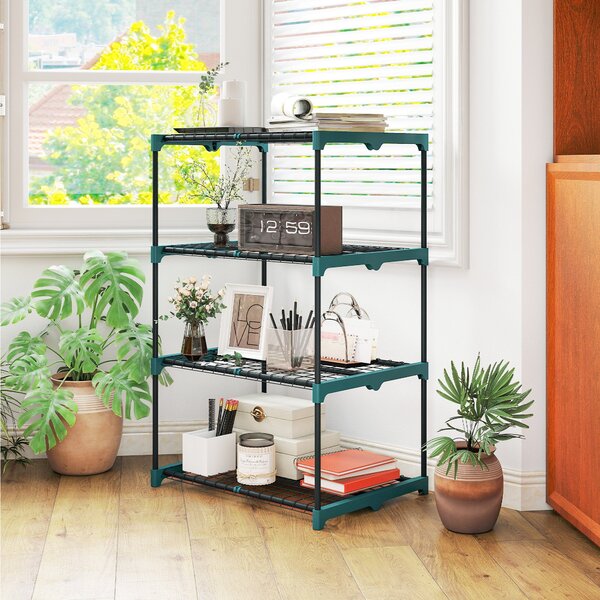 Outsunny 4patrový ocelový stojan na rostliny — polička na květiny do zahrady, na balkon a do obývacího pokoje, 67 × 49 × 105 cm, zelený | Aosom