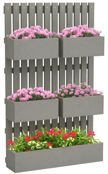 Outsunny nastavitelný dřevěný vyvýšený záhon s mříží, 60 × 16 × 100 cm – truhlík pro zahradu a balkon, podpora pro květiny, popínavé rostliny, zelenin
