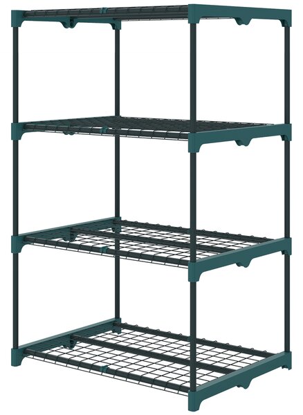 Outsunny 4patrový ocelový stojan na rostliny — polička na květiny do zahrady, na balkon a do obývacího pokoje, 67 × 49 × 105 cm, zelený | Aosom