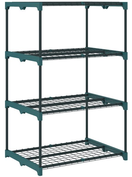 Outsunny 4patrový ocelový stojan na rostliny — polička na květiny do zahrady, na balkon a do obývacího pokoje, 67 × 49 × 105 cm, zelený | Aosom