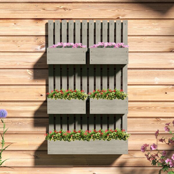 Outsunny nastavitelný dřevěný vyvýšený záhon s mříží, 60 × 16 × 100 cm – truhlík pro zahradu a balkon, podpora pro květiny, popínavé rostliny, zelenin