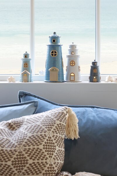 Svítící dekorace LED Lighthouse Opal Blue