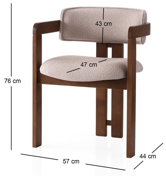 Kalune Design Čalouněná jídelní židle CO z masivu krémová/ořech