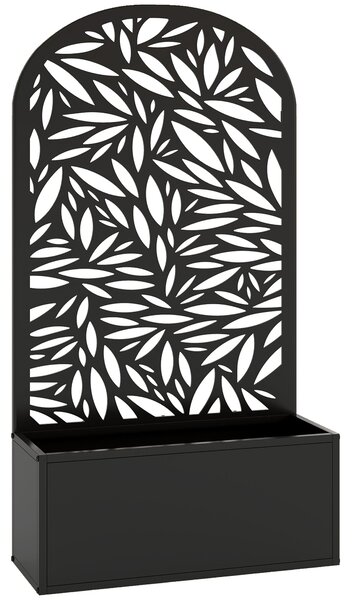 Outsunny vyvýšený truhlík s listovým trelážem — kovový květináč 61 × 23 × 113 cm pro zahradu, balkon a terasu | Aosom