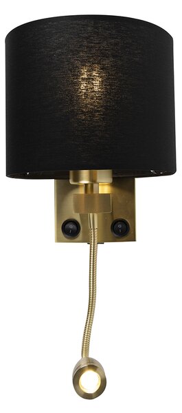Chytrá nástěnná lampa zlatá s USB a černým stínítkem vč. WiFi A60 - Brescia