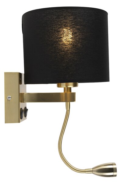Chytrá nástěnná lampa zlatá s USB a černým stínítkem vč. WiFi A60 - Brescia