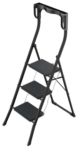 Ocelové skládací schůdky Hailo Comfortline 3 stupně K77 černé, 999000495750