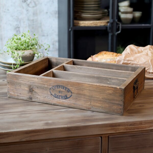 Úložný dřevěný box s přihrádkami Nature 40 cm