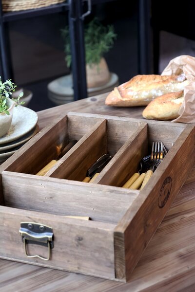 Úložný dřevěný box s přihrádkami Nature 40 cm