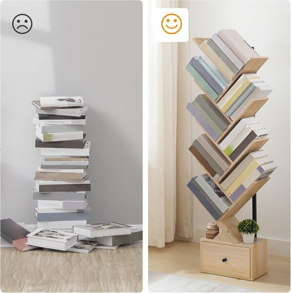 VASAGLE Designová knihovna Marelo 135 cm hnědá/černá