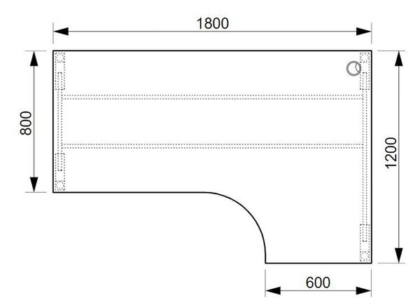 Kancelářský stůl Ergo levý UEA 180060L, deskaakát, bílá RAL 9016