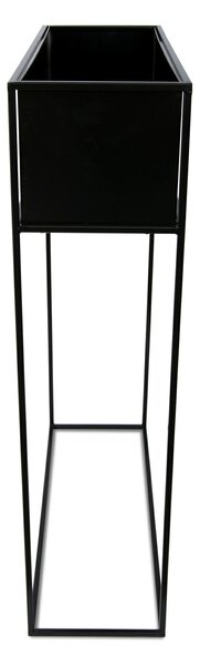 KOVOVÝ KVĚTINÁČ SE STOJÁNEM RECT 90X24X64 CM ČERNÁ