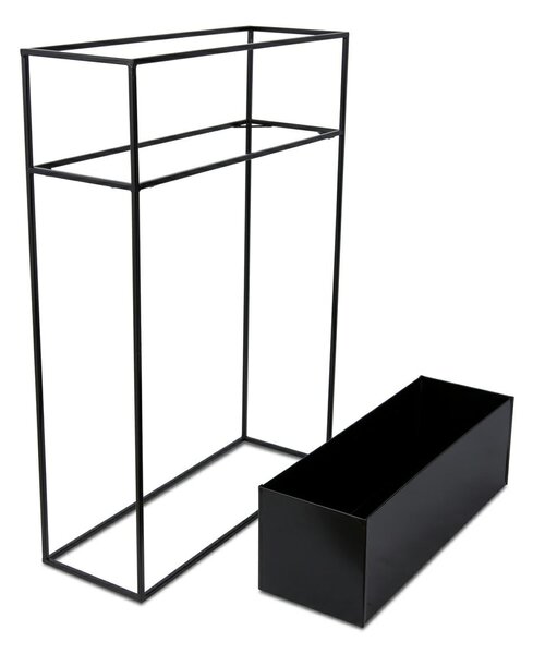 KOVOVÝ KVĚTINÁČ SE STOJÁNEM RECT 90X24X64 CM ČERNÁ