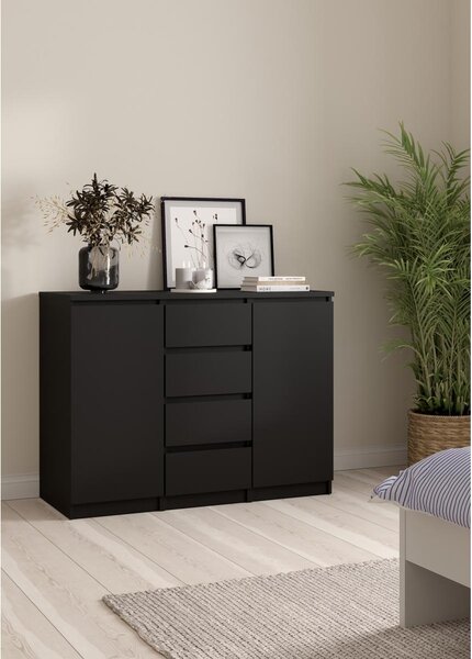 Komoda Simplicity 121 x 50 x 91 cm, černý mat