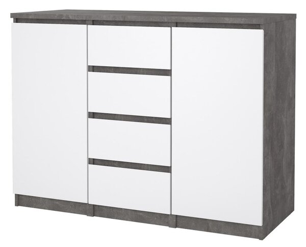 Komoda Simplicity 121 x 50 x 91 cm, šedá / bílý lesk