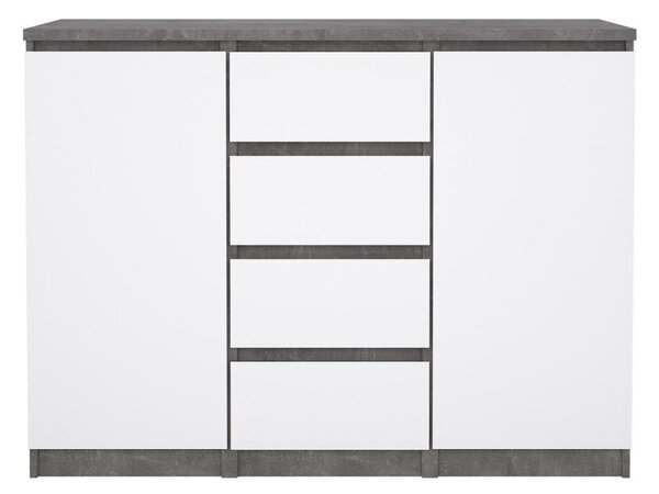 Komoda Simplicity 121 x 50 x 91 cm, šedá / bílý lesk