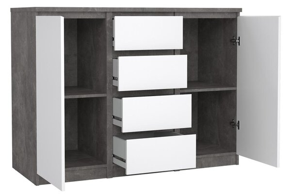 Komoda Simplicity 121 x 50 x 91 cm, šedá / bílý lesk