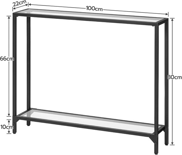 VASAGLE Konzolový stolek Pered 100 cm černý/čirý