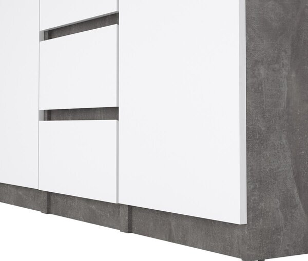 Komoda Simplicity 121 x 50 x 91 cm, šedá / bílý lesk