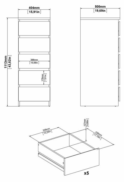 Komoda Simplicity 40 x 50 x 111,5 cm, bílá