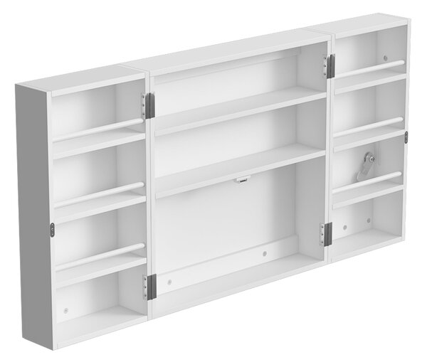HOMCOM zamykatelná lékárnička, 2 dvířka, 11 přihrádek, 2 klíče, závěsná 53 × 20 × 53 cm, bílá | Aosom