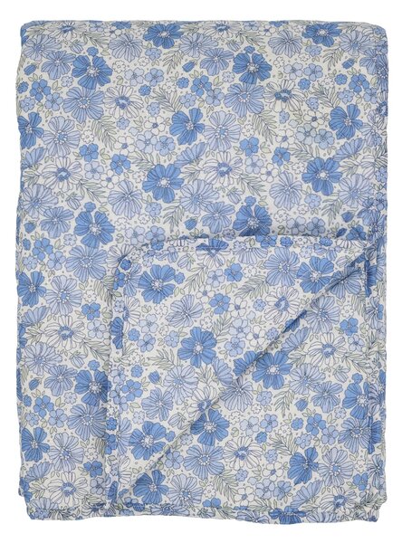 Prošívaný přehoz Aix Flowers/Sky Blue 130 × 180 cm